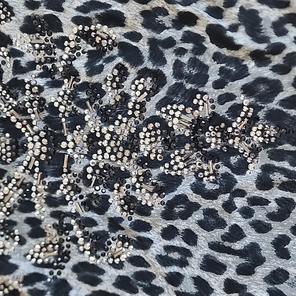 Cache gray/black leopard print long stretchy top-L - Picture 8 of 9